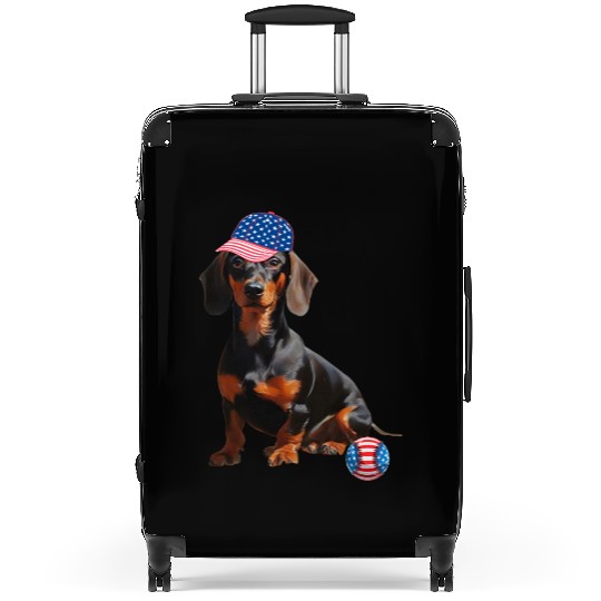 Dachshund dog baseball lover us flag Suitcases