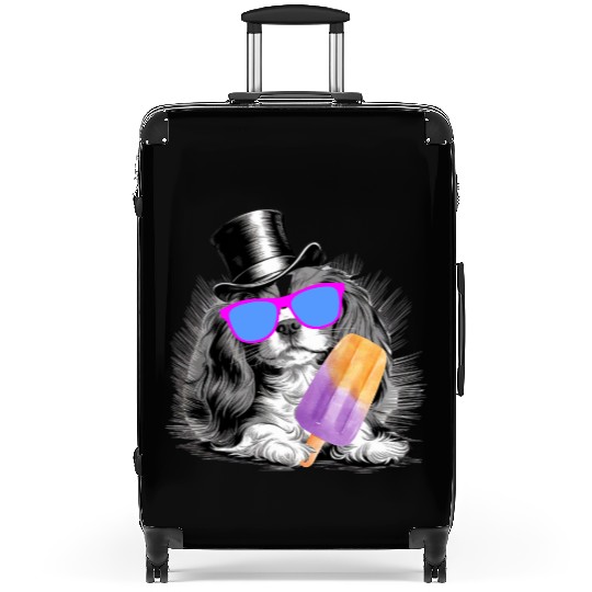 Cavalier King Charles Spaniel with a popsicle Suitcases