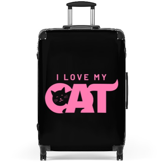 I Love My Cat – Cute Pink Cat Face Graphic Suitcases