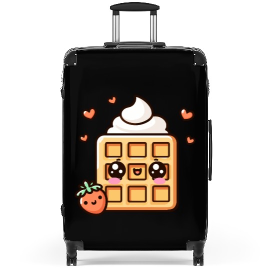 Kawaii Dessert Waffle with Strawberry Suitcases