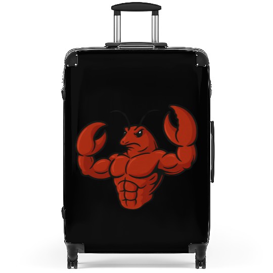 Crab lobster fitness workout cartoon strong biceps Suitcases