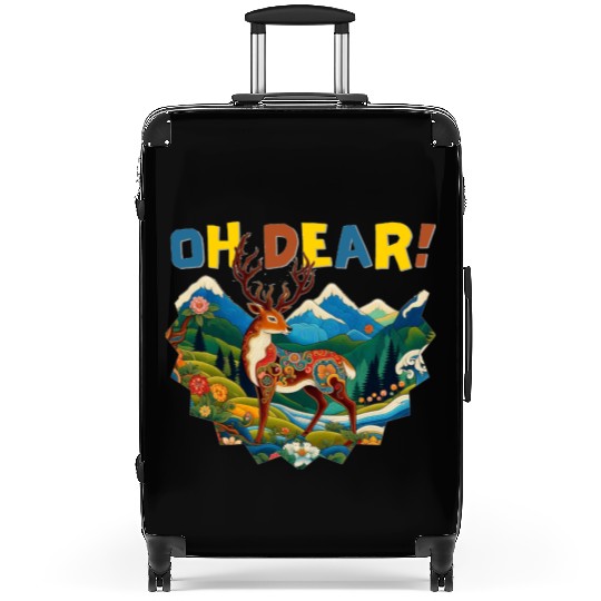 Oh-Dear-Wanderlust-Deer-in-Jungle-Tibetan-Folk-Art Suitcases