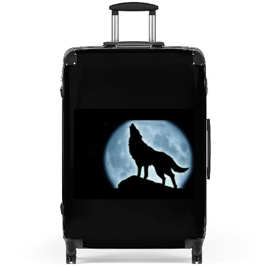 Wolf howling in the moonlight Suitcases