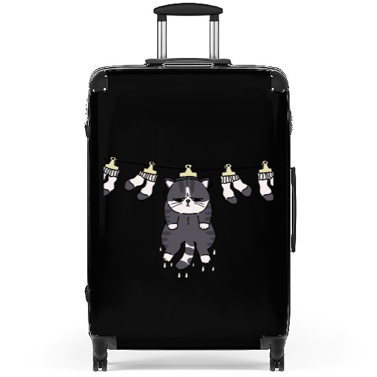Wet cat hanging Suitcases