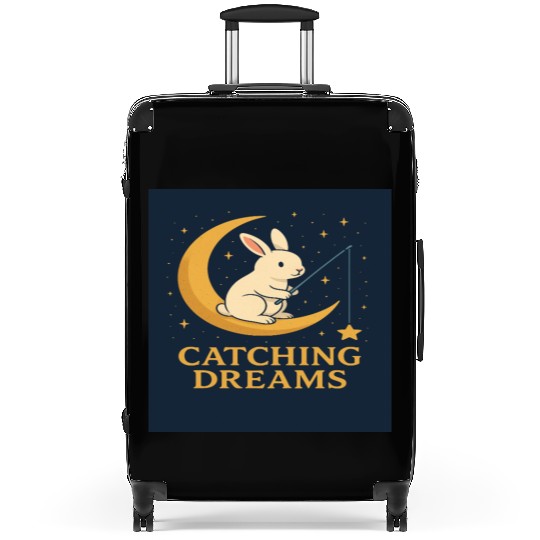 Charming Bunny Moon Dream Illustration Suitcases