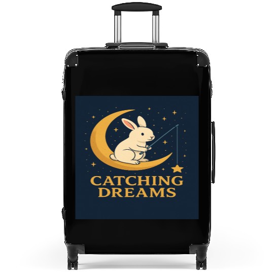 Charming Bunny Moon Dream Illustration Suitcases