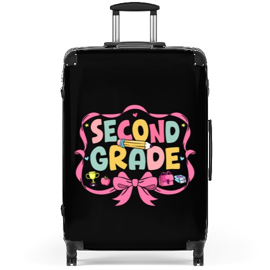 Preppy Back To School Second Grade Coquette Bow Suitcases