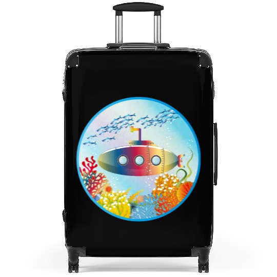 Colorful Submarine in a Tropical Coral Reef Suitcases