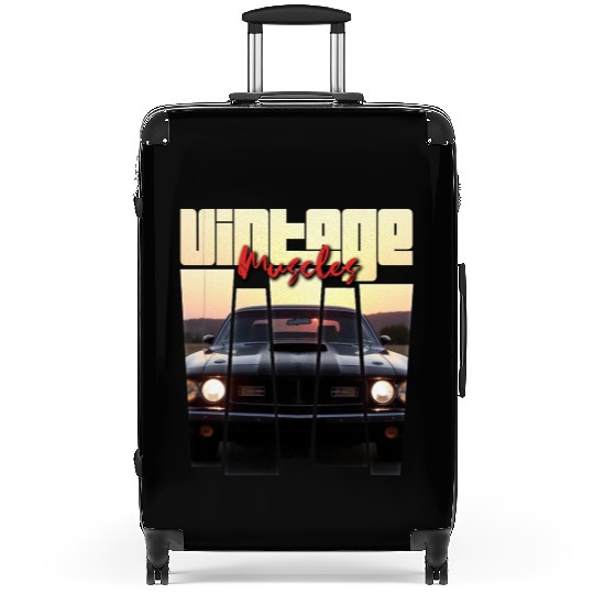 Vintage Muscle Car Sunset Poster Retro American Suitcases
