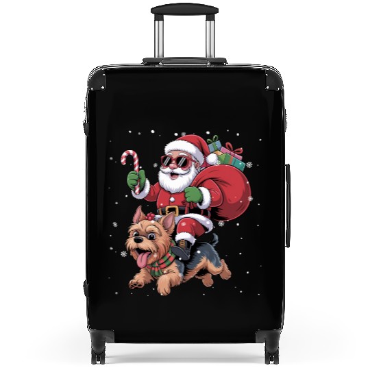 Santa Claus Yorkie Dog Christmas In July Suitcases