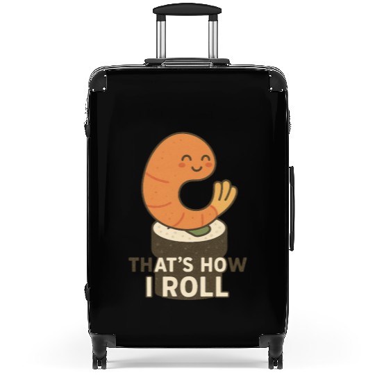 Cute Sushi Shrimp Roll Illustration Suitcases