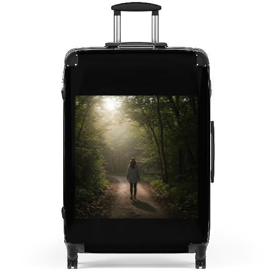 Enchanted Forest Path Illustration Suitcases