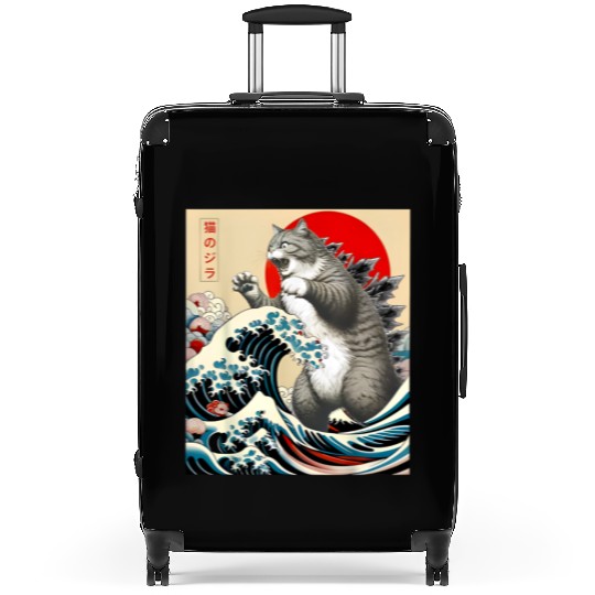 Catzilla Cat Japanese Art Funny Cat Suitcases