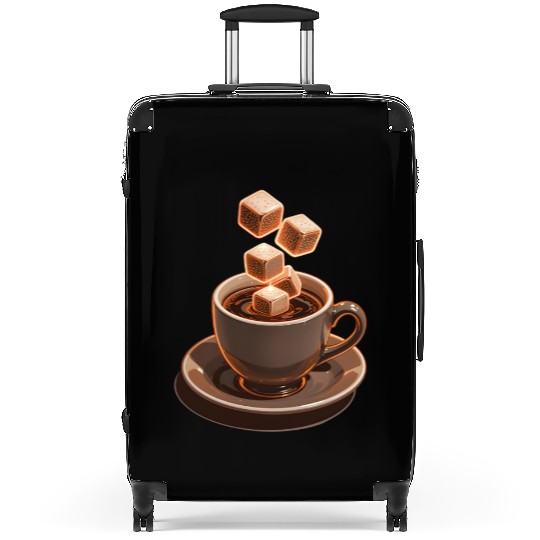 Coffee Cup Sugar Cubes Floating Modern Art Suitcases