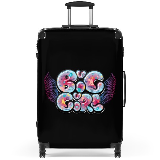 Vibrant Puppy Friends Illustration Suitcases