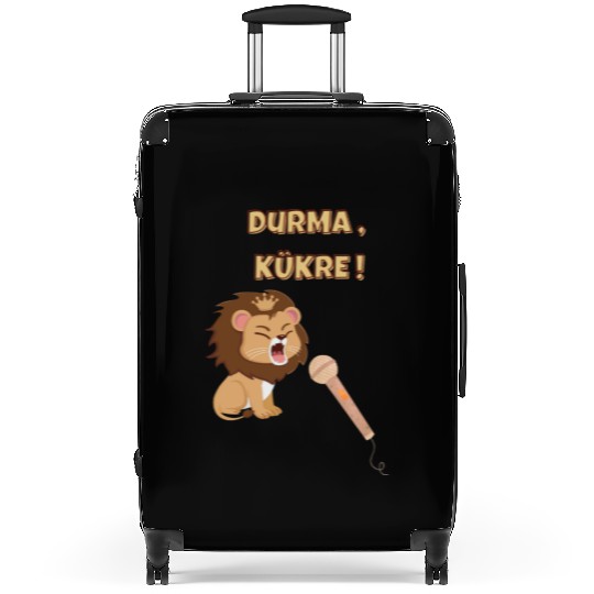Cute Lion with Crown and Microphone Suitcases