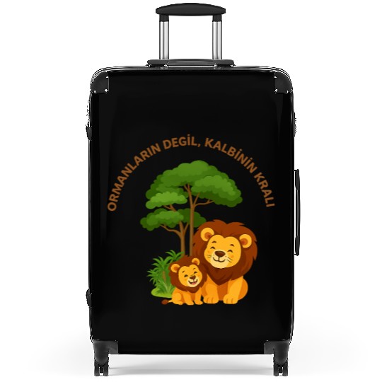 Joyful Lion and Cub Under Green Tree Suitcases