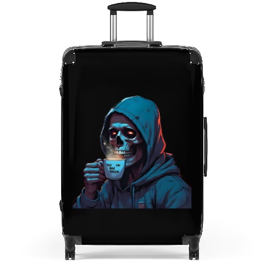 Skull Skeleton with Suitcases Coffee Mug Design