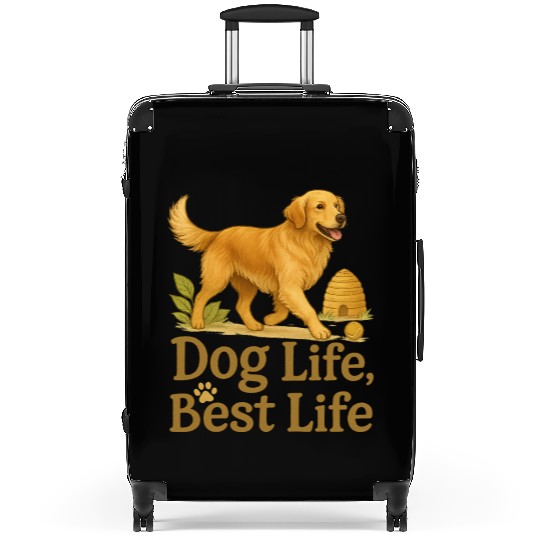 Dog Life Best Life – Golden Retriever Art Suitcases