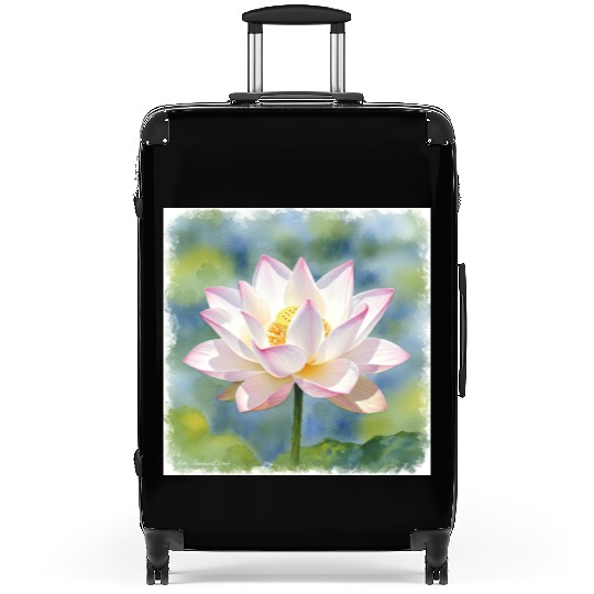 Serene Water Lily Floral Print Suitcases