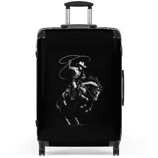 Rodeo Cowboy Dark Western Horse Art Suitcases