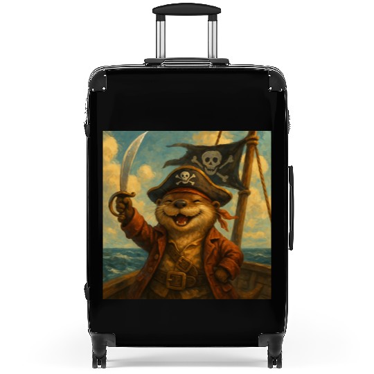 Whimsical Pirate Ferret Art Suitcases