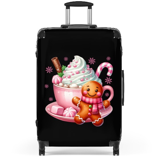 Whimsical Holiday Hot Chocolate Scene Suitcases