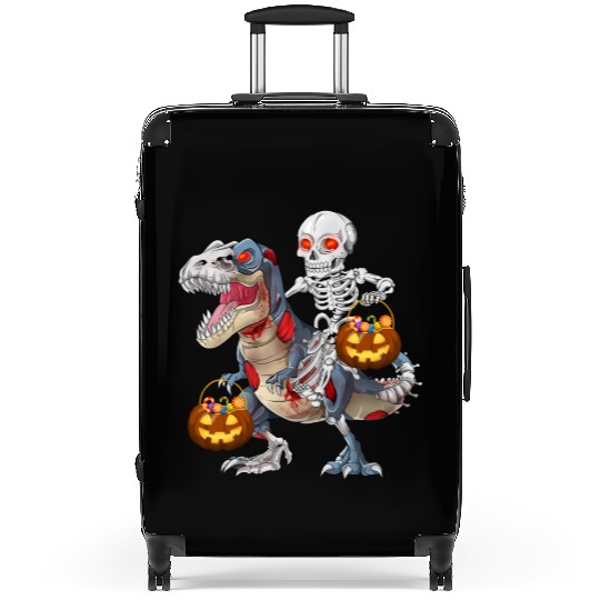 Skeleton Riding Zombie Dinosaur T rex Halloween Suitcases