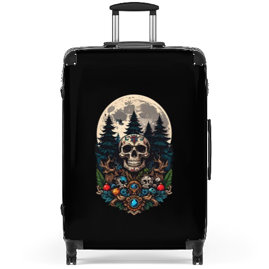 Skull & Forest Moon Design - Gothic Nature Artwork Suitcases