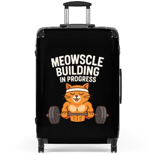 Meowscle Building Cat Funny Gym Workout Fitness Suitcases