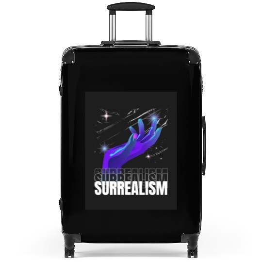 Vivid Surrealism Hand with Cosmic Lights Suitcases