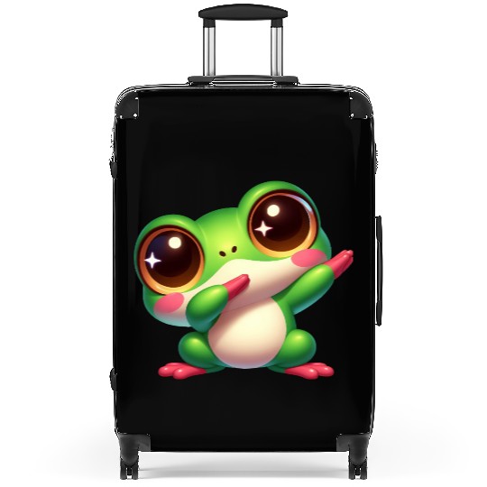 Cute frog dab dance gamer chibi cartoon kawaii Suitcases