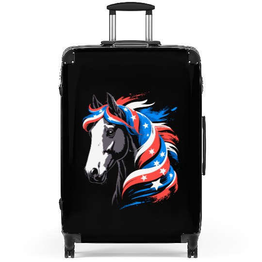 Patriotic Pony with Stars and Stripes Mane Suitcases