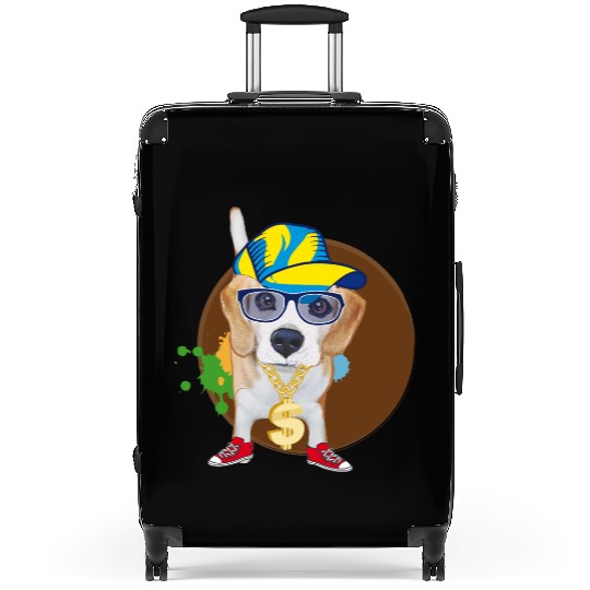 Cool Hip-Hop Beagle with Sunglasses & Style Suitcases
