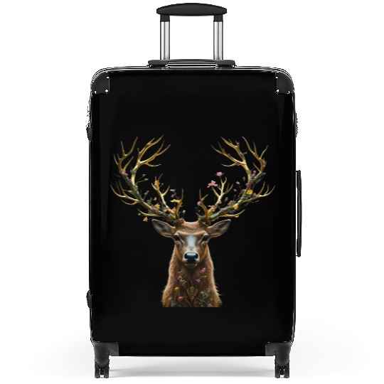 Enchanted Forest Deer Illustration Suitcases