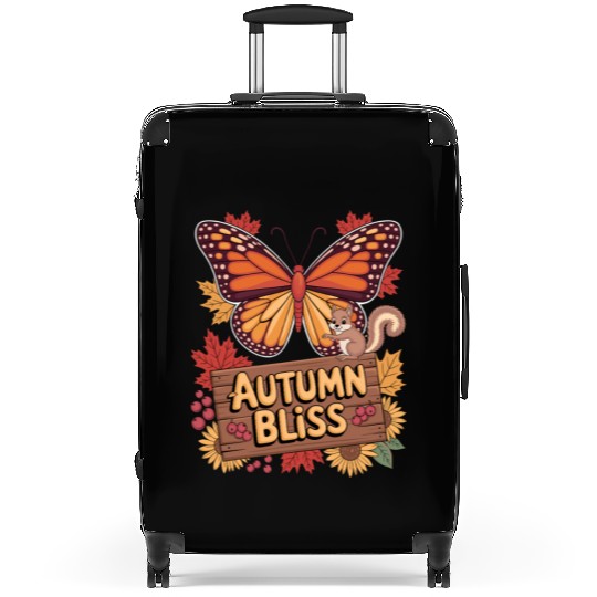 Autumn Bliss Butterfly Squirrel Leaves Fall Vibes Suitcases