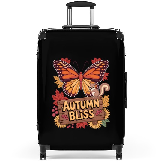 Autumn Bliss Butterfly Squirrel Leaves Fall Vibes Suitcases