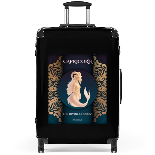 Capricorn Divine Goddess Illustration Suitcases