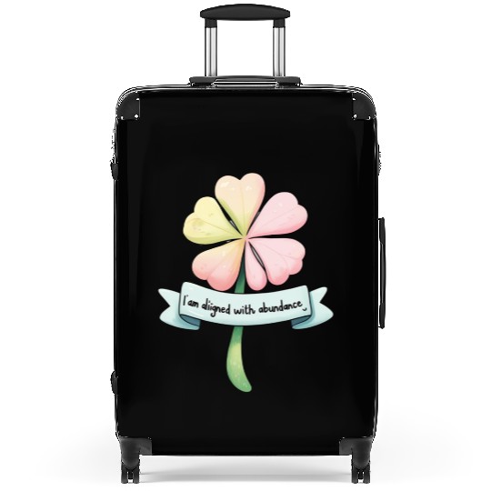 Four-Leaf Clover with Affirmation Banner Suitcases