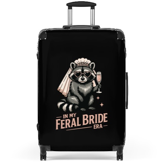 Feral Bride Era Funny Raccoon Bride with Champagne Suitcases