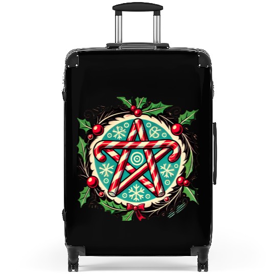 Yule Pentacle with Candy Canes Pagan Holiday Desig Suitcases
