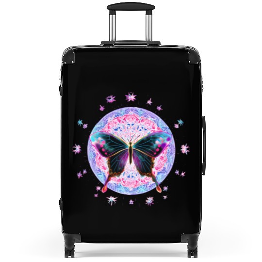 Mystical Butterfly Mandala Design Suitcases