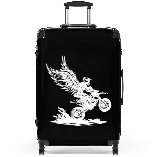 Winged Dirt Bike Rider Soaring Adventure Suitcases
