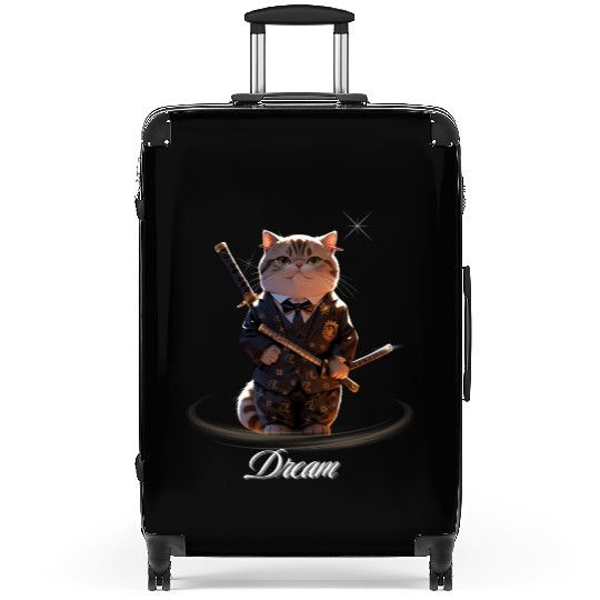 Samurai Cat in Formal Kimono Suitcases