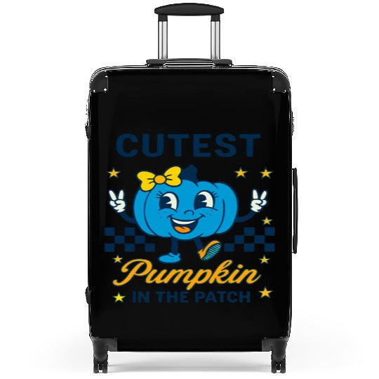 Cute Pumpkin in the Patch Cartoon Design Suitcases