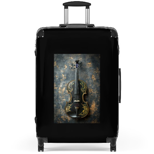 Elegant Black and Gold Violin Suitcases