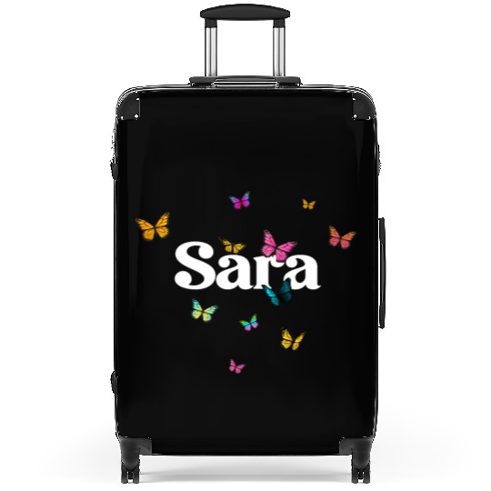 SARA - beautiful girl name with cute butterflies Suitcases