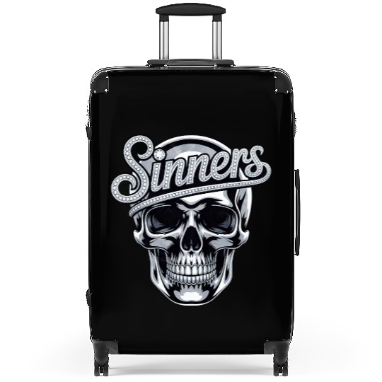 Chrome Skull Sinners Diamond Bling Suitcases