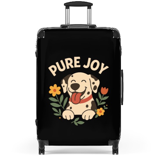 Happy Dalmatian with Floral Accent Suitcases
