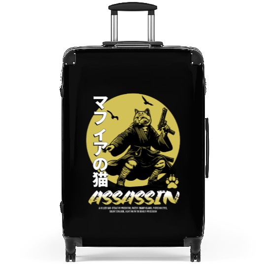 Samurai Cat Martial Arts Illustration Suitcases